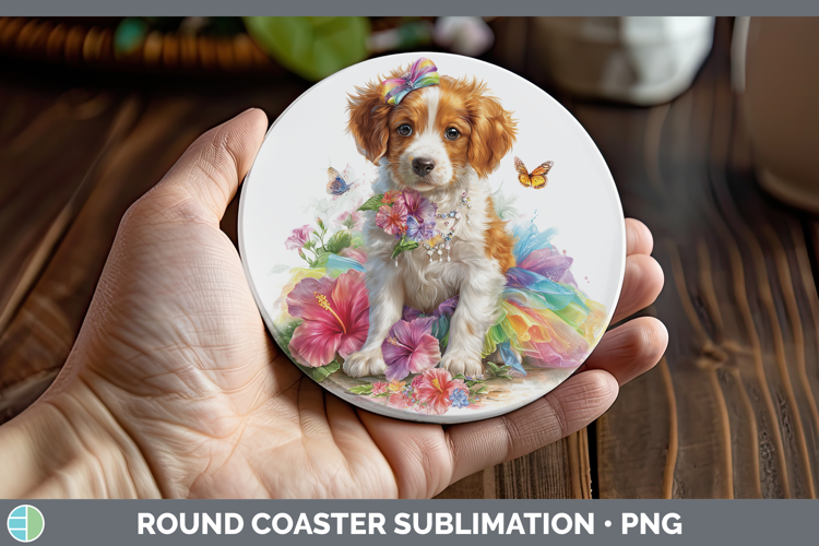 English Setter Red and White Round Coaster Dogs 05 Rainbow S