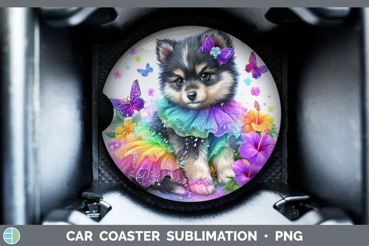 Finnish Lapphund Car Coaster Dogs 05 Rainbow Summer Sublimat