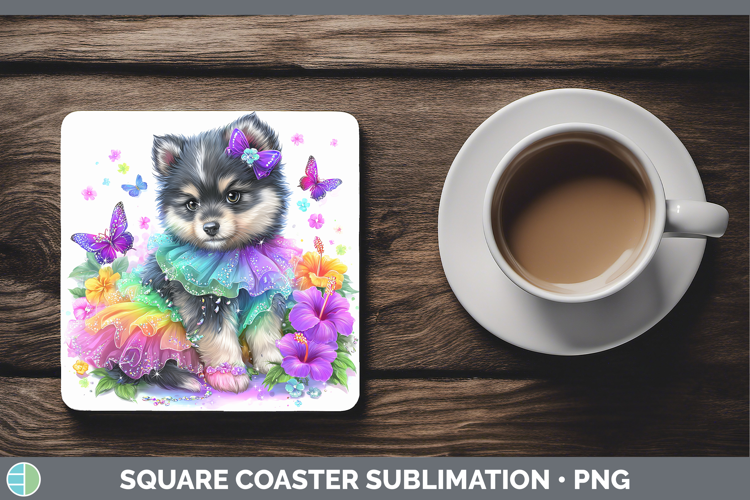 Finnish Lapphund Square Coaster Dogs 05 Rainbow Summer Subli