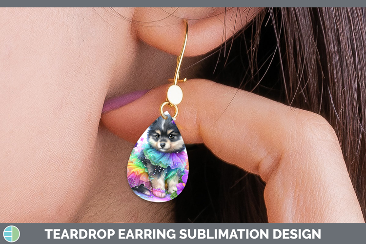 Finnish Lapphund Teardrop Earrings Dogs 05 Rainbow Summer Su
