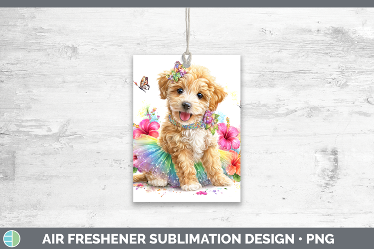 Labradoodle Air Freshener Dogs 05 Rainbow Summer Sublimation