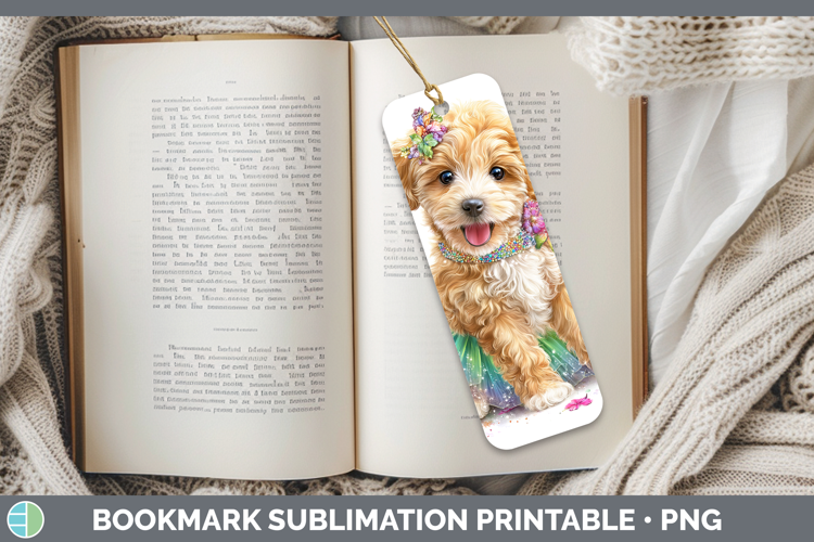 Labradoodle Bookmark Dogs 05 Rainbow Summer Sublimation Prin