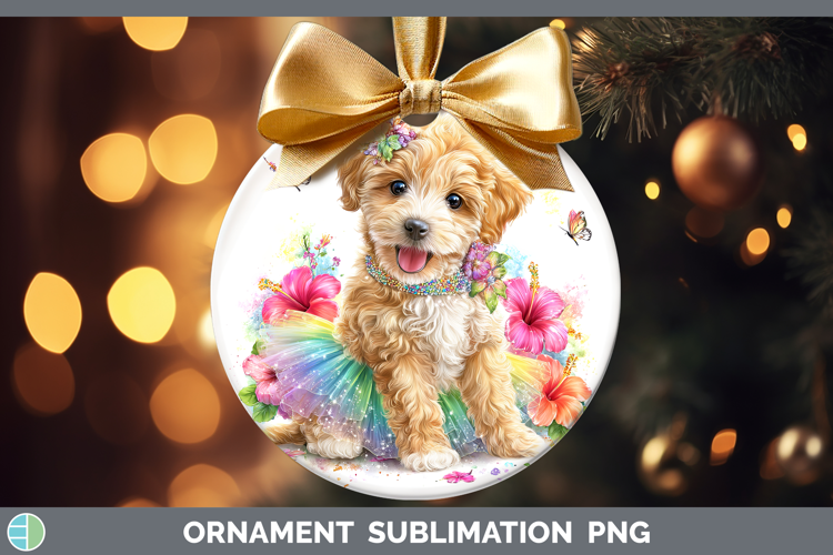 Labradoodle Ornament Dogs 05 Rainbow Summer Sublimation Baub
