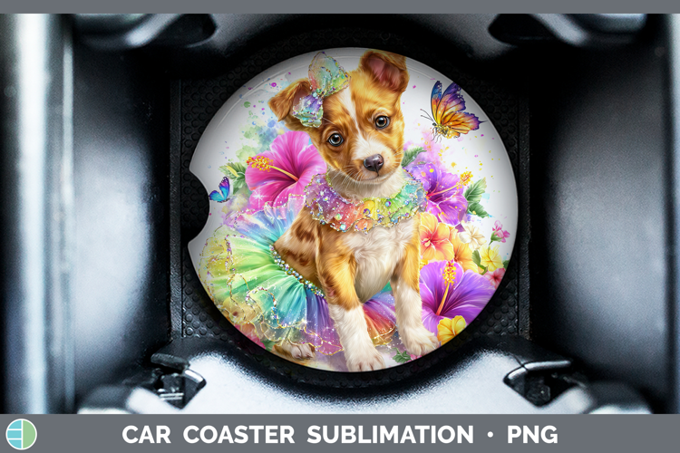 Podenco Canario Car Coaster Dogs 05 Rainbow Summer Sublimati