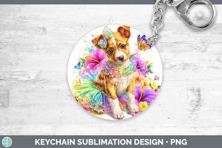Podenco Canario Keychain Dogs 05 Rainbow Summer Sublimation