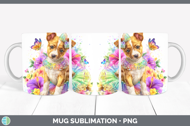Podenco Canario Mug Wrap Dogs 05 Rainbow Summer Sublimation