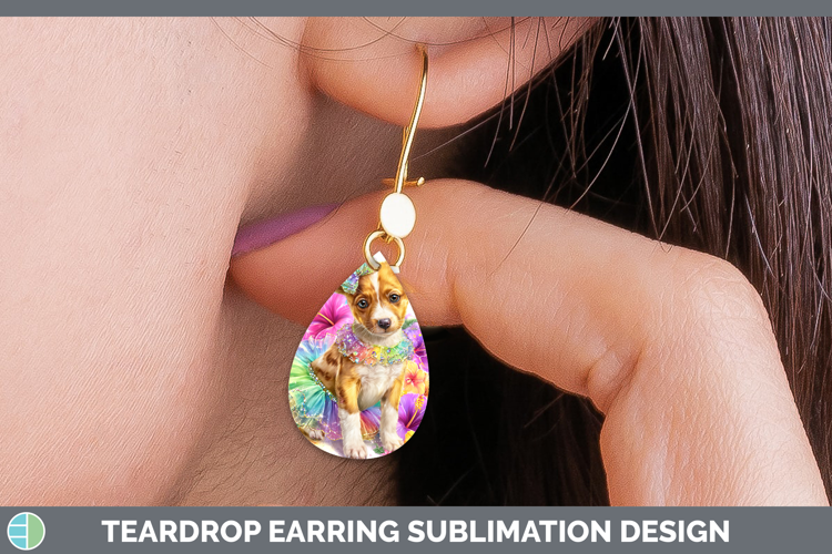 Podenco Canario Teardrop Earrings Dogs 05 Rainbow Summer Sub