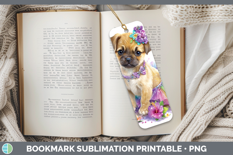 Puggle Bookmark Dogs 05 Rainbow Summer Sublimation Printable