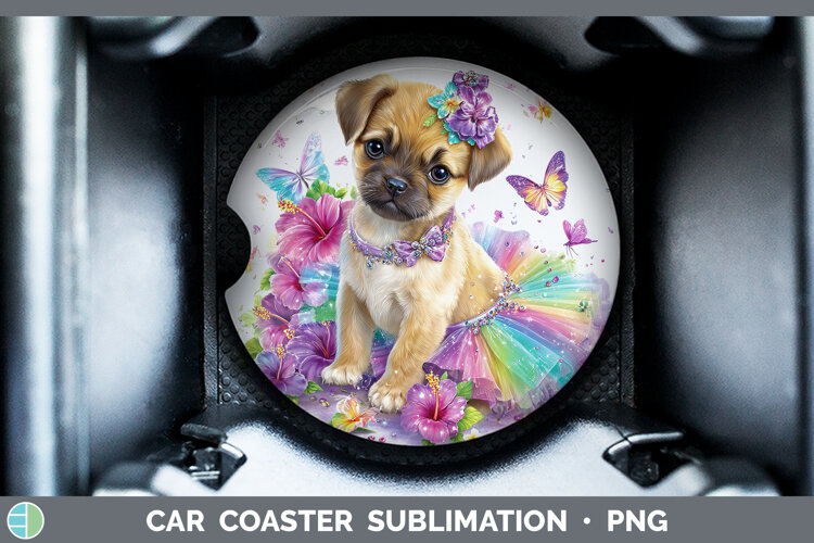 GorgeousDogs 05 Rainbow Summer Car Coaster design.