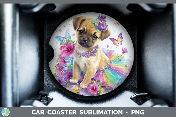 Puggle Car Coaster Dogs 05 Rainbow Summer Sublimation Desig