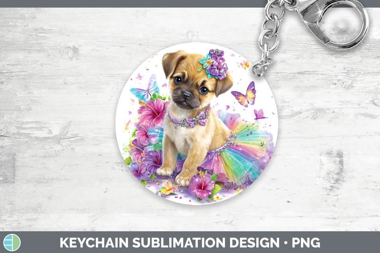 Puggle Keychain Dogs 05 Rainbow Summer Sublimation Keyring D