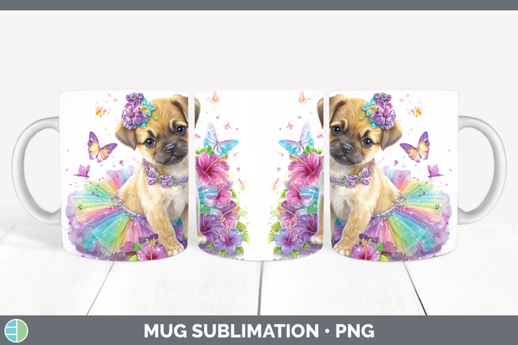 Puggle Mug Wrap Dogs 05 Rainbow Summer Sublimation Coffee Cu