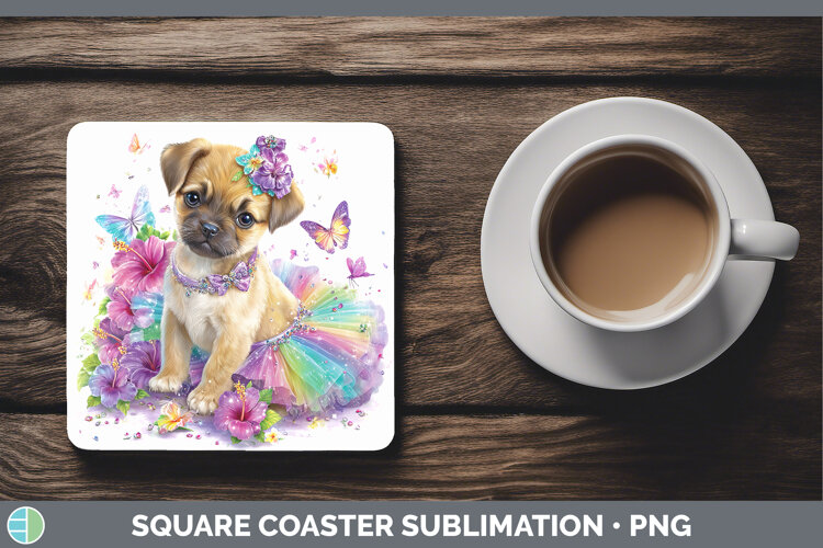 GorgeousDogs 05 Rainbow Summer Square Coaster design.