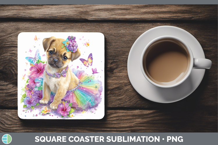 Puggle Square Coaster Dogs 05 Rainbow Summer Sublimation Coa