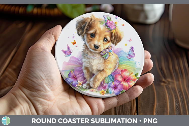 Saluki Round Coaster Dogs 05 Rainbow Summer Sublimation Coas