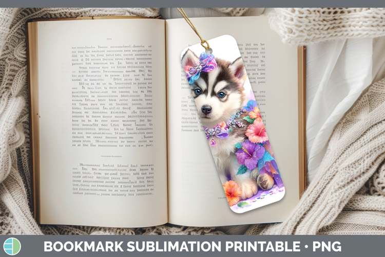 Siberian Husky Bookmark Dogs 05 Rainbow Summer Sublimation P