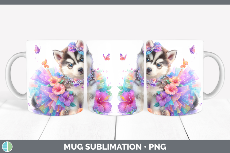 Siberian Husky Mug Wrap Dogs 05 Rainbow Summer Sublimation C