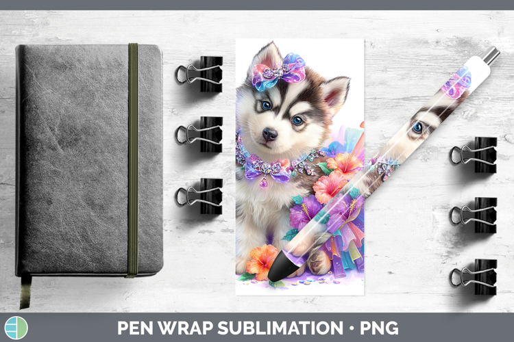 Siberian Husky Pen Wrap Dogs 05 Rainbow Summer Sublimation P