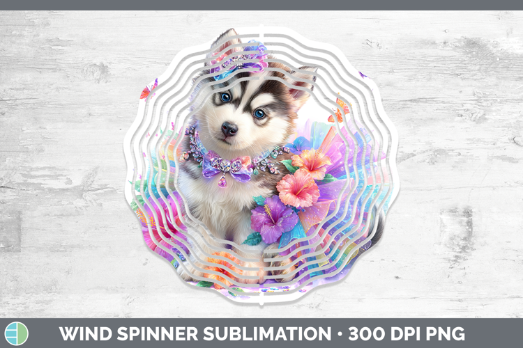 Siberian Husky Wind Spinner Dogs 05 Rainbow Summer Sublimati