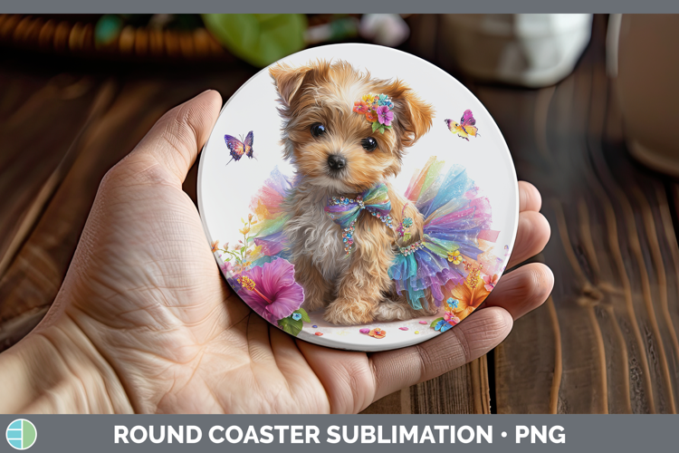 Warren Hound Round Coaster Dogs 05 Rainbow Summer Sublimatio
