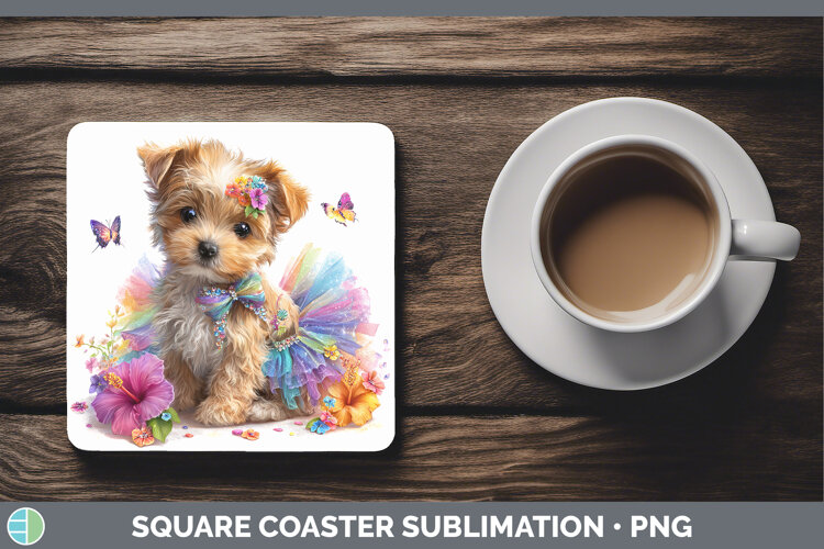 GorgeousDogs 05 Rainbow Summer Square Coaster design.