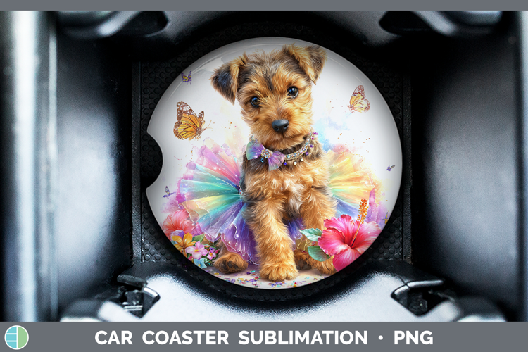 Welsh Terrier Car Coaster Dogs 05 Rainbow Summer Sublimation