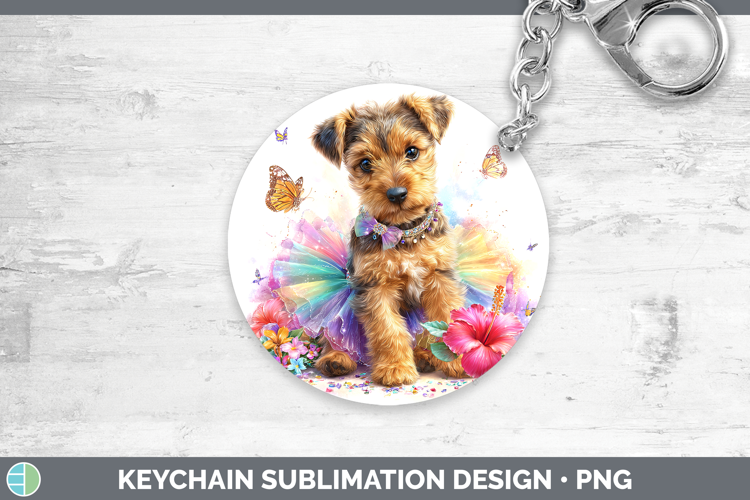 Welsh Terrier Keychain Dogs 05 Rainbow Summer Sublimation Ke