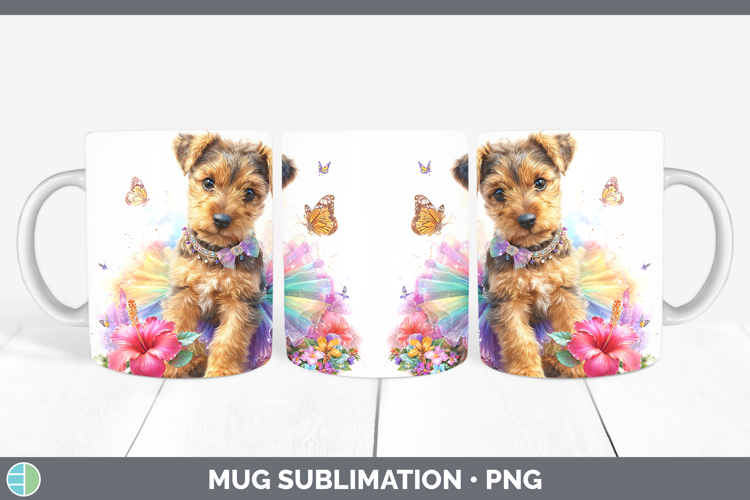 Welsh Terrier Mug Wrap Dogs 05 Rainbow Summer Sublimation Co