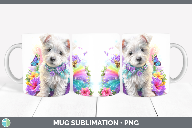 White Highland Terrier Mug Wrap Dogs 05 Rainbow Summer Subli
