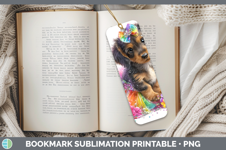 Wire Haired Dachshund Bookmark Dogs 05 Rainbow Summer Sublim