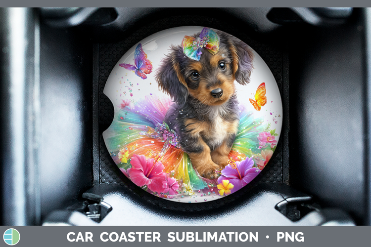 Wire Haired Dachshund Car Coaster Dogs 05 Rainbow Summer Sub