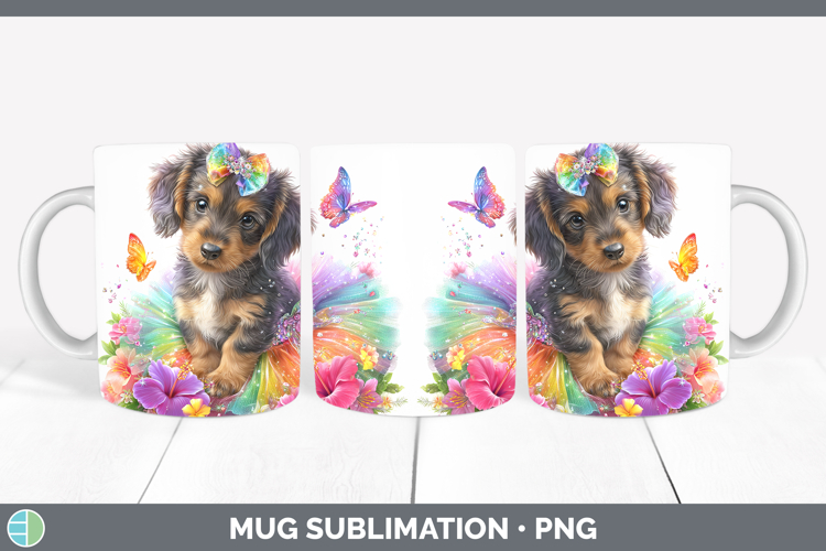 Wire Haired Dachshund Mug Wrap Dogs 05 Rainbow Summer Sublim