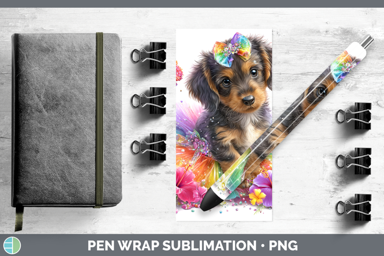 Wire Haired Dachshund Pen Wrap Dogs 05 Rainbow Summer Sublim