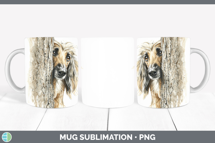 Afghan Hound Dogs 05 Tree Peek Mug Wrap Sublimation Design