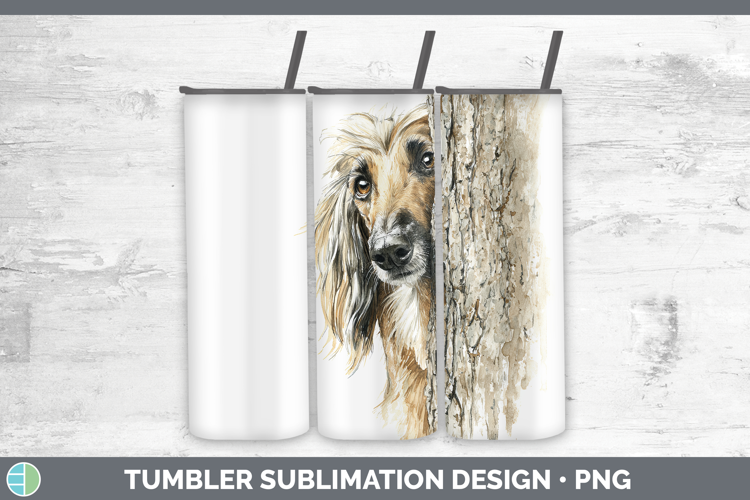 Afghan Hound Dogs 05 Tree Peek Tumbler Sublimation Design