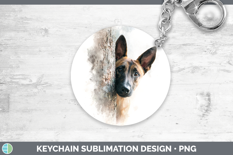 Belgian Malinois Dogs 05 Tree Peek Keychain Sublimation Desi