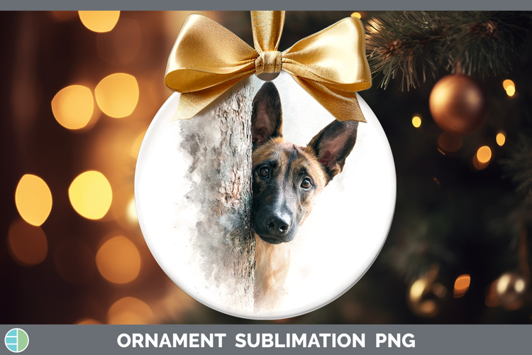 Belgian Malinois Dogs 05 Tree Peek Ornament Sublimation Desi