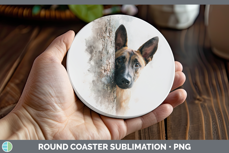 Belgian Malinois Dogs 05 Tree Peek Round Coaster Sublimation