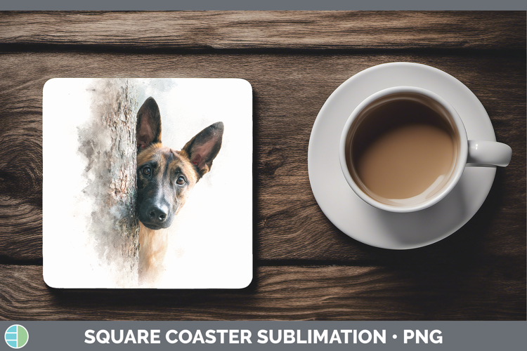 Belgian Malinois Dogs 05 Tree Peek Square Coaster Sublimatio