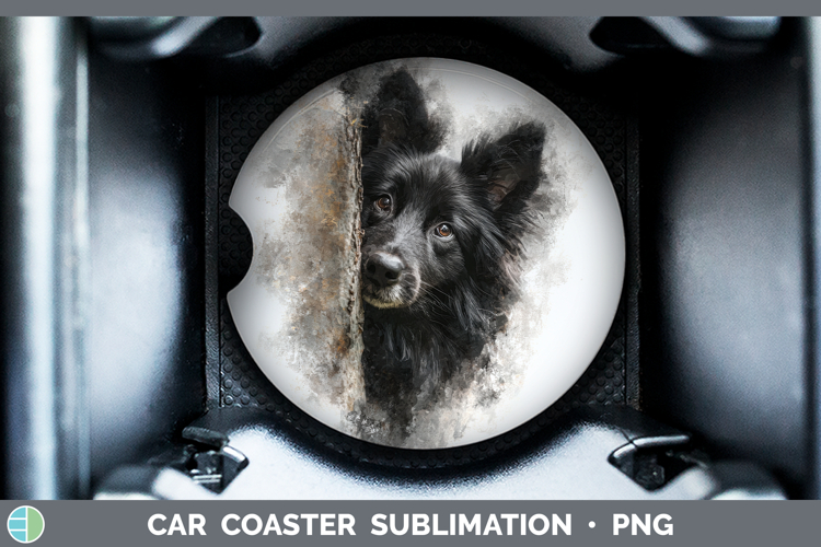 Belgian Sheepdog Dogs 05 Tree Peek Car Coaster Sublimation D