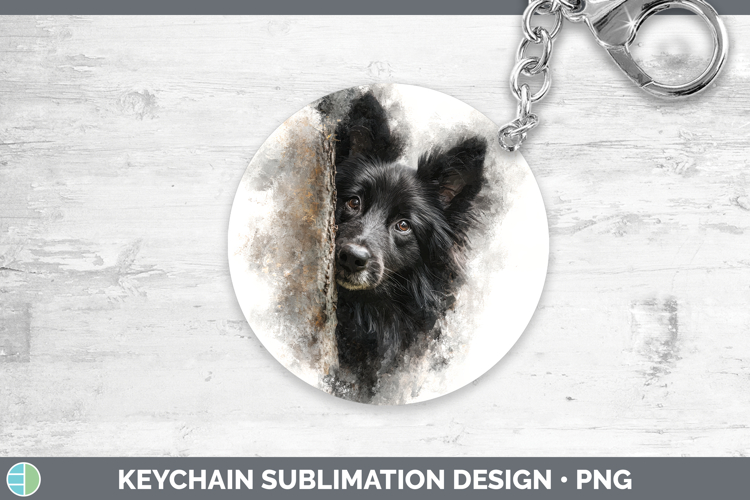 Belgian Sheepdog Dogs 05 Tree Peek Keychain Sublimation Desi