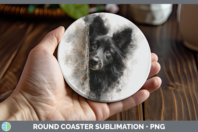 Belgian Sheepdog Dogs 05 Tree Peek Round Coaster Sublimation