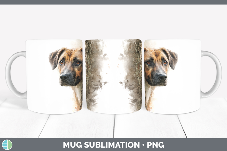 Black Mouth Cur Dogs 05 Tree Peek Mug Wrap Sublimation Desig