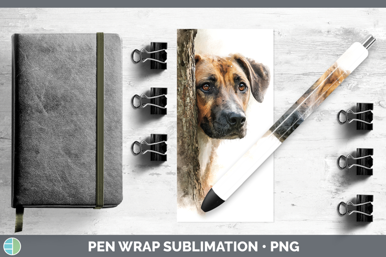 Black Mouth Cur Dogs 05 Tree Peek Pen Wrap Sublimation Desig