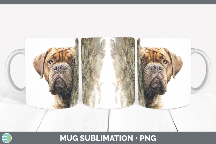 Bordeaux Mastiff Dogs 05 Tree Peek Mug Wrap Sublimation Desi