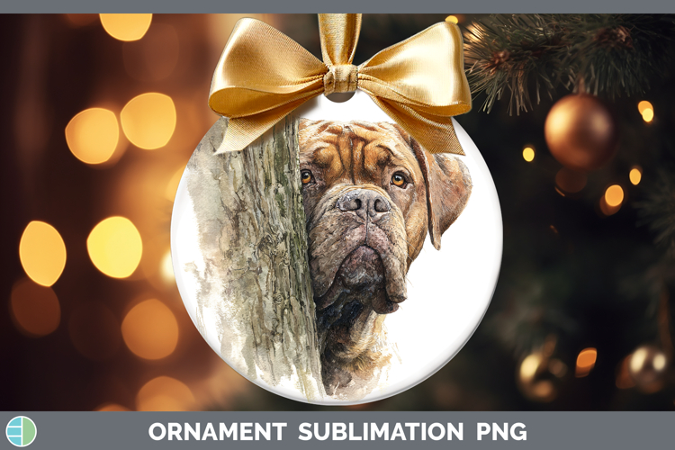 Bordeaux Mastiff Dogs 05 Tree Peek Ornament Sublimation Desi