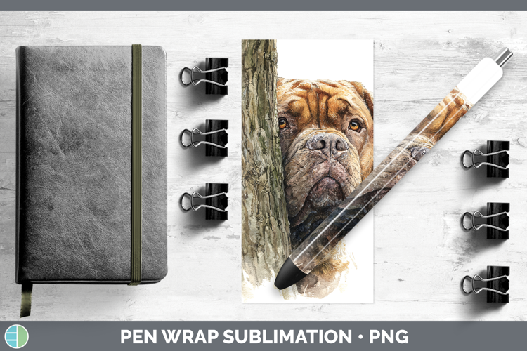 Bordeaux Mastiff Dogs 05 Tree Peek Pen Wrap Sublimation Desi