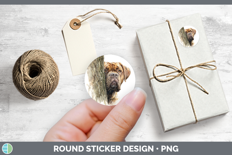 Bordeaux Mastiff Dogs 05 Tree Peek Stickers Design