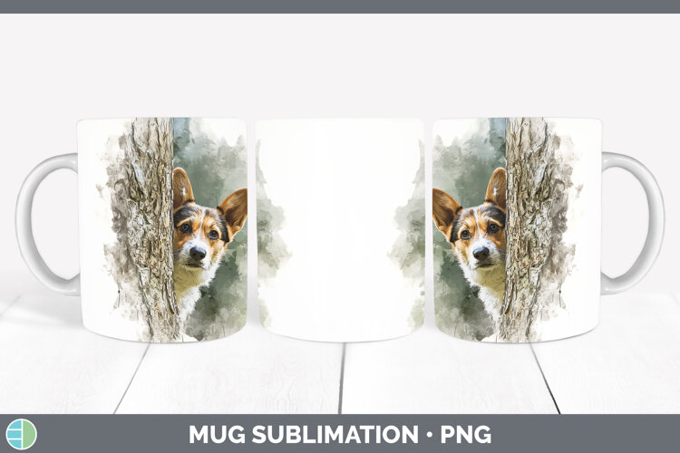 GorgeousDogs 05 Tree Peek Mug Wrap design.