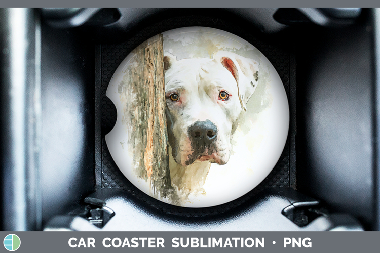 Dogo Argentino Dogs 05 Tree Peek Car Coaster Sublimation Des